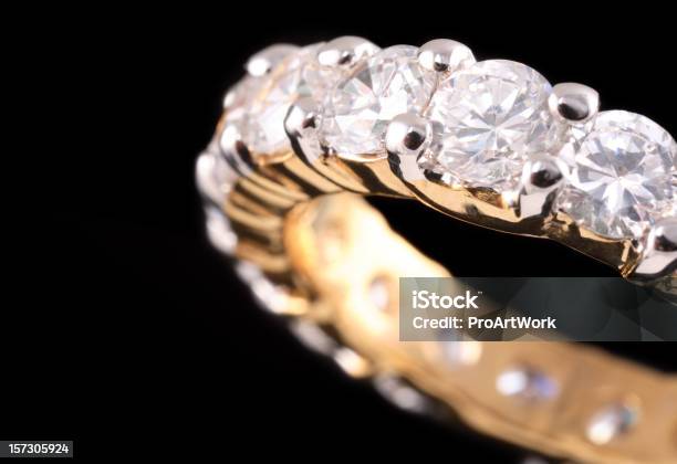 Close Up View Of Gold Ring With Diamonds Stock Photo - Download Image Now - Diamond - Gemstone, Gold - Metal, Gemstone