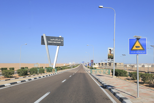 Sharm El Sheikh, Egypt - January 28, 2017: The road to the Sharm El Sheikh international airport