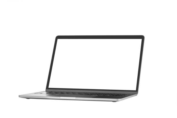 istock Gray metallic laptop notebook with blank screen isolated on white background 1573067748