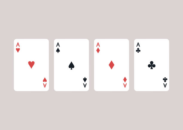 kolekcja czterech asów kart do gry, koncepcja hazardu - number card stock illustrations