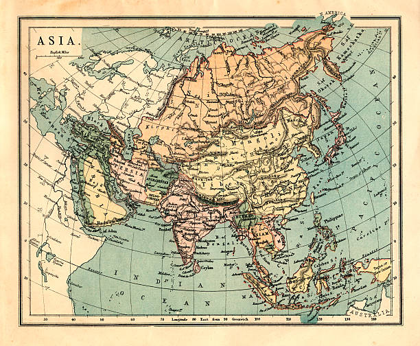 Mid-Victorian map of Asia  empire stock pictures, royalty-free photos & images
