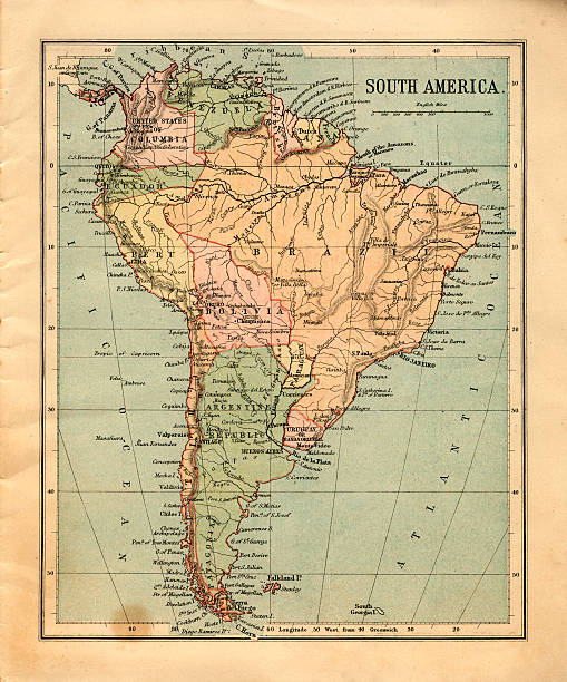 Mid-Victorian map of South America  chile map stock pictures, royalty-free photos & images