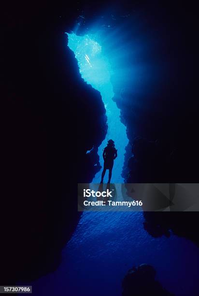 Woman In Cave Stock Photo - Download Image Now - Underwater Diving, Deep, Sea