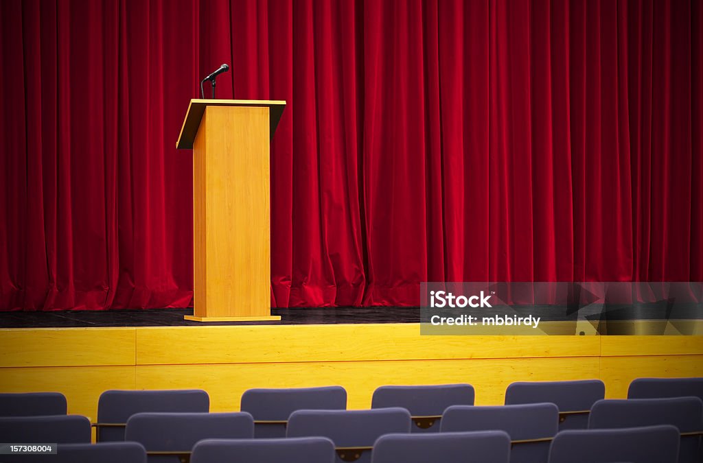 Conference Rostrum Conference Stock Photo - Download Image Now - Podium, Curtain, Stage ...