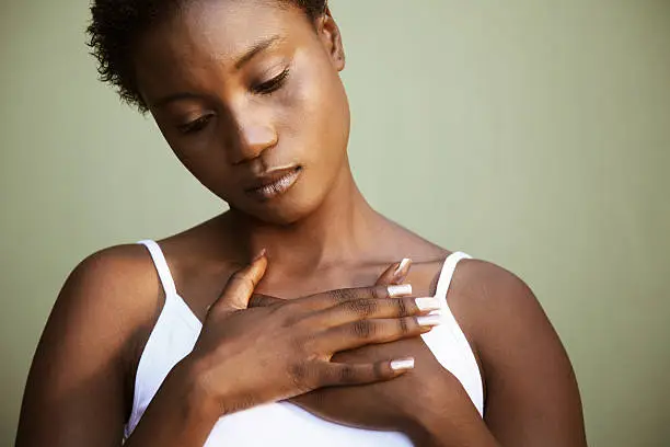 African woman with hands crossed over heart  lightbox http://www.istockphoto.com/file_search.php?action=file&lightboxID=3579810