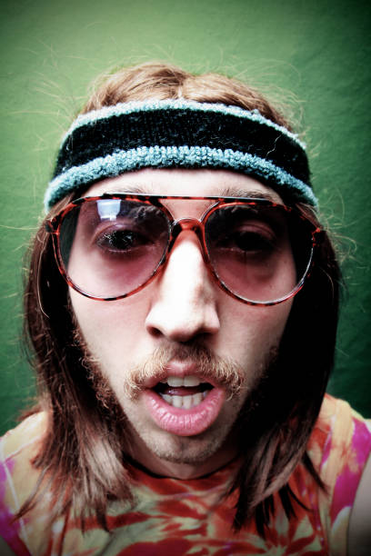 istock Sleepy Hippy Man with Mustache and Sunglasses 157308171
