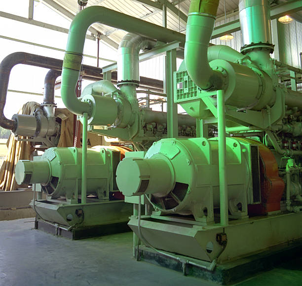 Interior Compressor Station Compressor used to Boost the Transmission of Gas compressor photos stock pictures, royalty-free photos & images