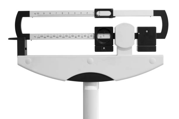 Medical weight scale isolated on white background.