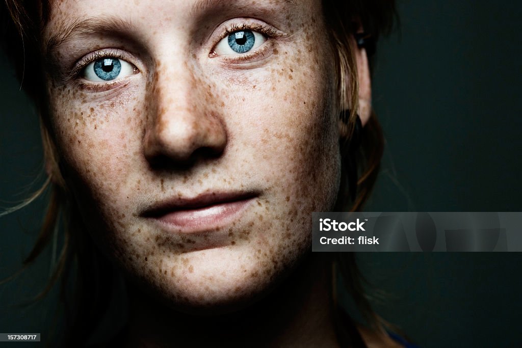 freckled Porträt - Lizenzfrei Blaue Augen Stock-Foto