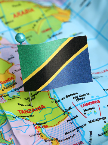 Tanzania Map Flag Shaded relief Color Height map on white Background 3d illustration\nSource Map Data: tangrams.github.io/heightmapper/\nSoftware Cinema 4d