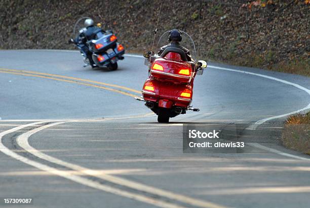 Two Bikes Stock Photo - Download Image Now - Motorcycle, Rear View, Curve
