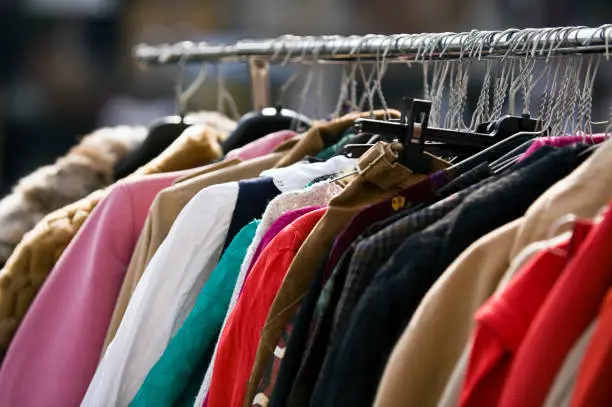 Photo of Clothing Second Hand. Color Image