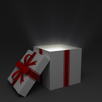 Opened gift box with light.