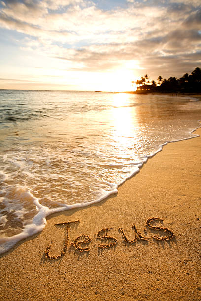 istock Jesus written in the sand 157309553