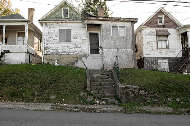 run-down housing, Fairmont, West Virginia stock photo