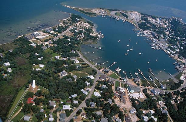 Ocracoke Island from the Air stock photo