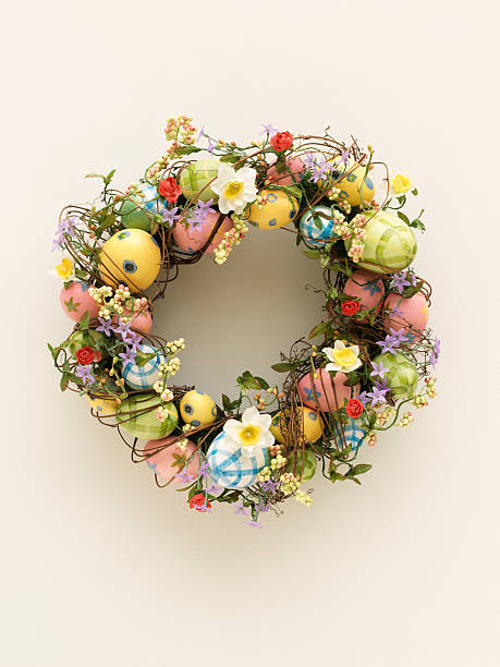 Easter Wreath on White stock photo