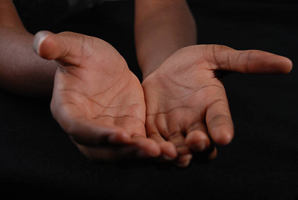 black Hand take, give sign gesture over white background