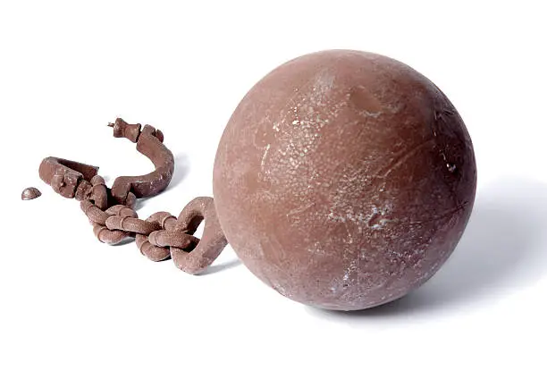 ball and chain on white background