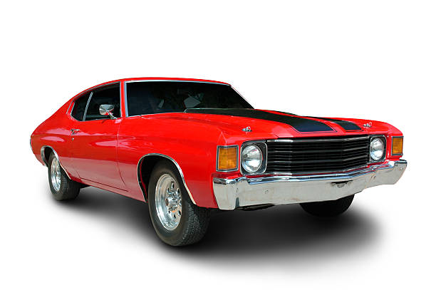 classico 1971 chevelle muscle car - hood car headlight bumper foto e immagini stock