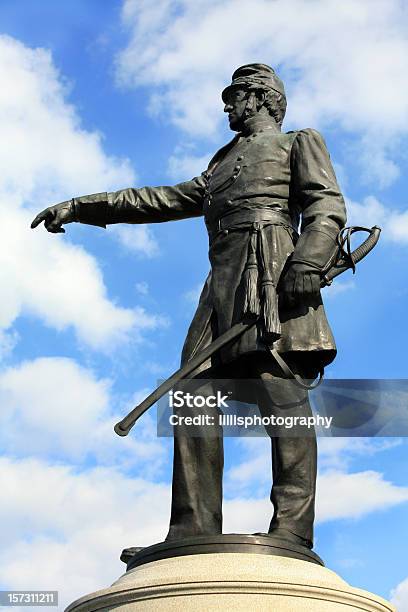 Wojna Secesyjna Soldier Statua Gettysburg Battlefield - zdjęcia stockowe i więcej obrazów Miecz