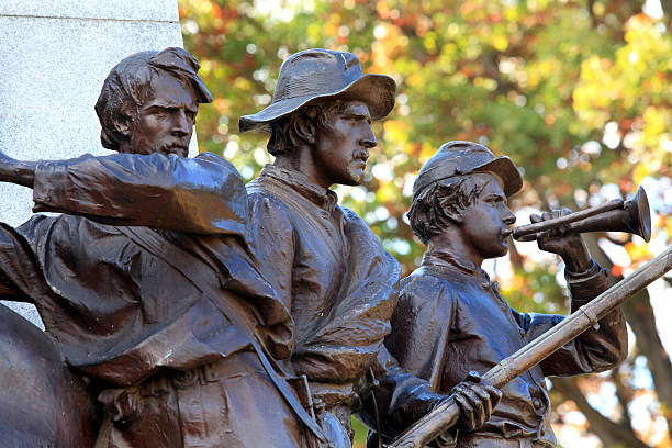 bürgerkrieg soldat statue gettysburg - bürgerkrieg stock-fotos und bilder