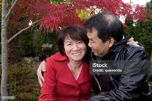 Asian Adult Couple Embracing Outdoors Copy Space Stock Photo - Download Image Now - Vietnamese Ethnicity, Couple - Relationship, Chinese Ethnicity