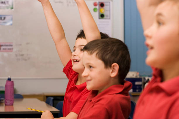 istock Boys in school building: education classroom child 157311598