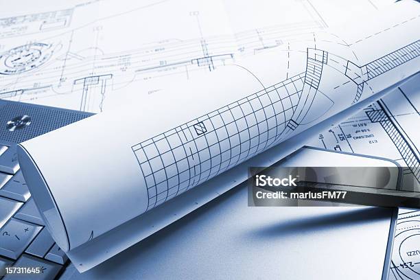 Technische Zeichnung Stockfoto und mehr Bilder von Arbeiten - Arbeiten, Architektur, Ausrüstung und Geräte