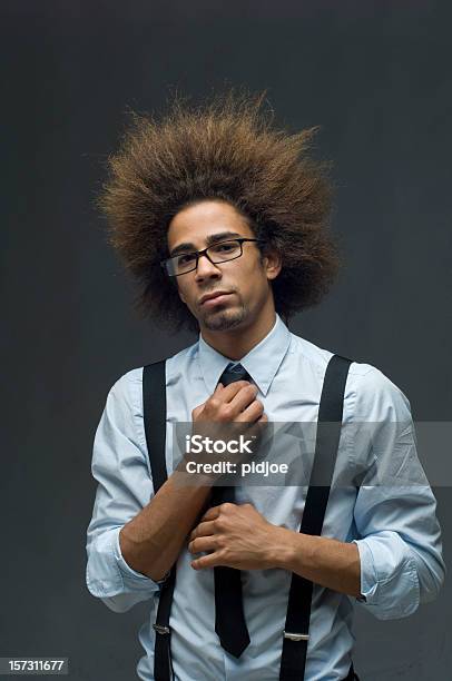 Businessman With Cool Big Hair Stock Photo - Download Image Now - Necktie, Afro Hairstyle, Looking At Camera