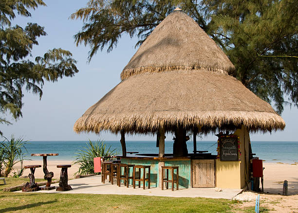 Tropical Beach Bar Ready for customers: a beach bar on Lanta Island, Western Thailand. beach bar stock pictures, royalty-free photos & images