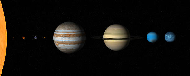 Real sizes in our solar system stock photo