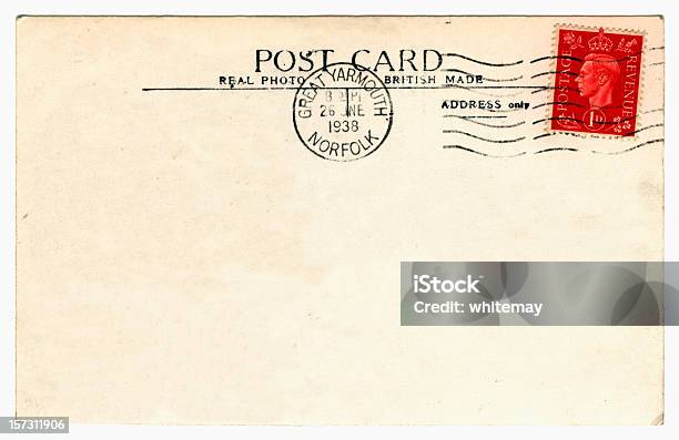 Old Postcard King George Vi Stock Photo - Download Image Now - Antique, Red, Postcard