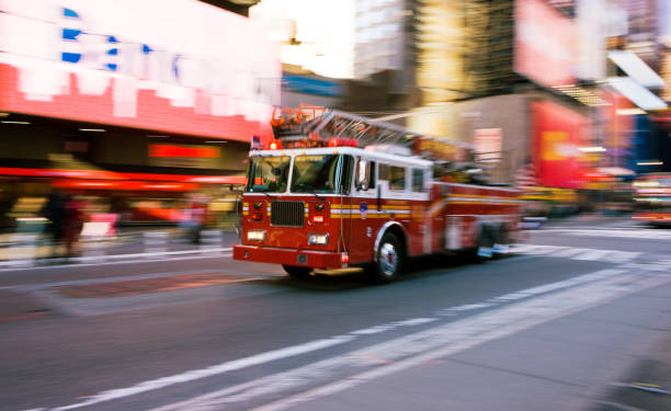 Firetruck Time Square stock photo