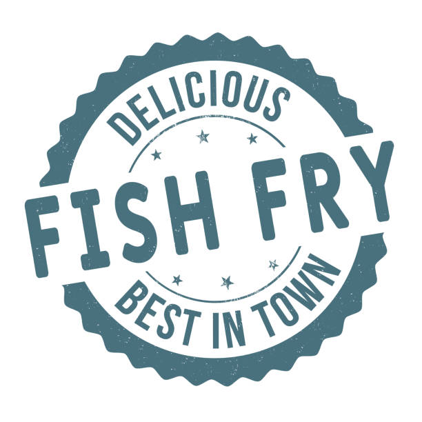 Fish fry grunge rubber stamp Fish fry grunge rubber stamp on white background, vector illustration fish fry icon stock illustrations