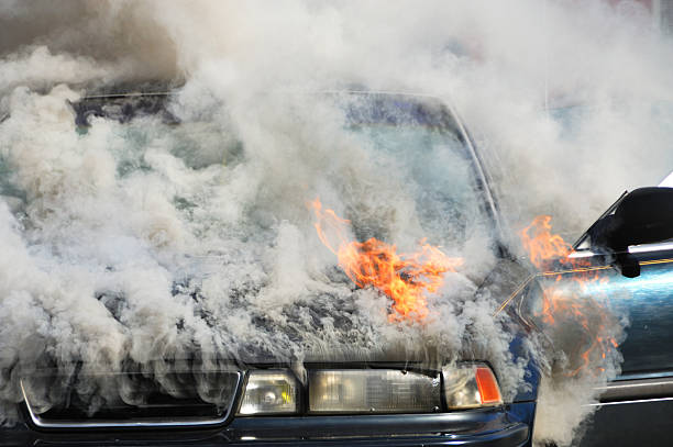 Car Fire stock photo