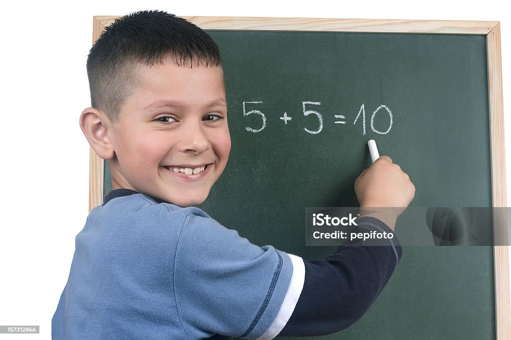 Junge und blackboard - Lizenzfrei Akademisches Lernen Stock-Foto