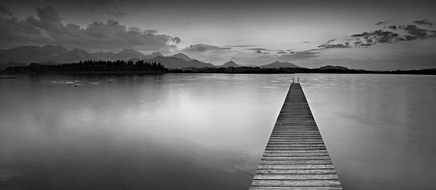 Jetty into a Mountain Lake some grain added pier photos stock pictures, royalty-free photos & images