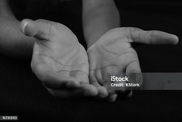 Welcoming Hands In Black And White Stock Photo - Download Image Now - Surrendering, Adult, African Ethnicity