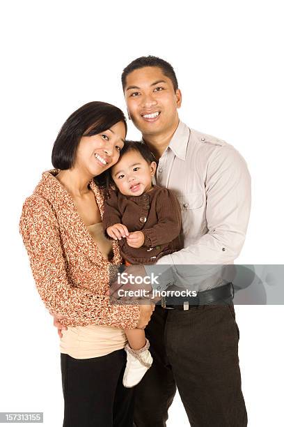 Family Of Three On White Stock Photo - Download Image Now - Asian and Indian Ethnicities, Young Family, Young Couple