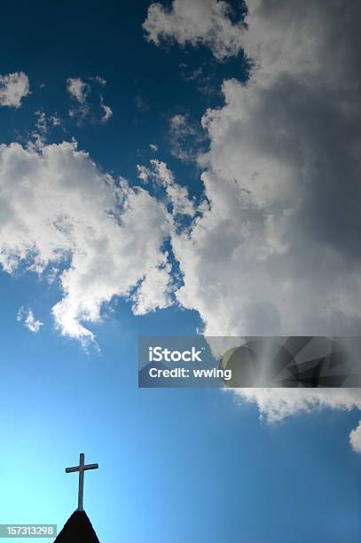 Easter Morning Cross And Steeple Stock Photo - Download Image Now - Awe, Christianity, Church