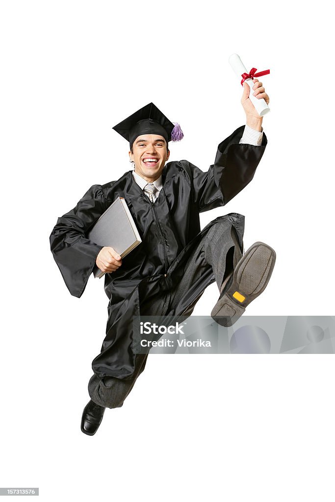 Saltare graduate (con Clipping Path - Foto stock royalty-free di Celebrazione della laurea