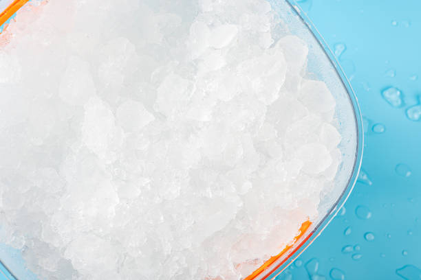 top view ice bucket on a blue background