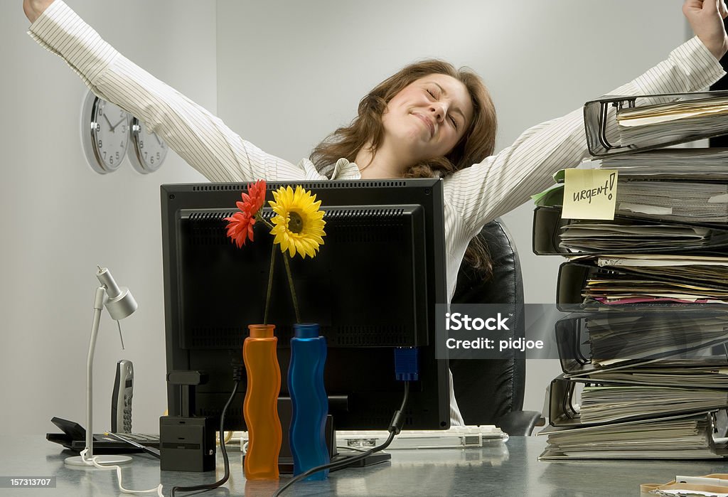 Müde Geschäftsfrau Arbeiten spät - Lizenzfrei RSI-Syndrom Stock-Foto
