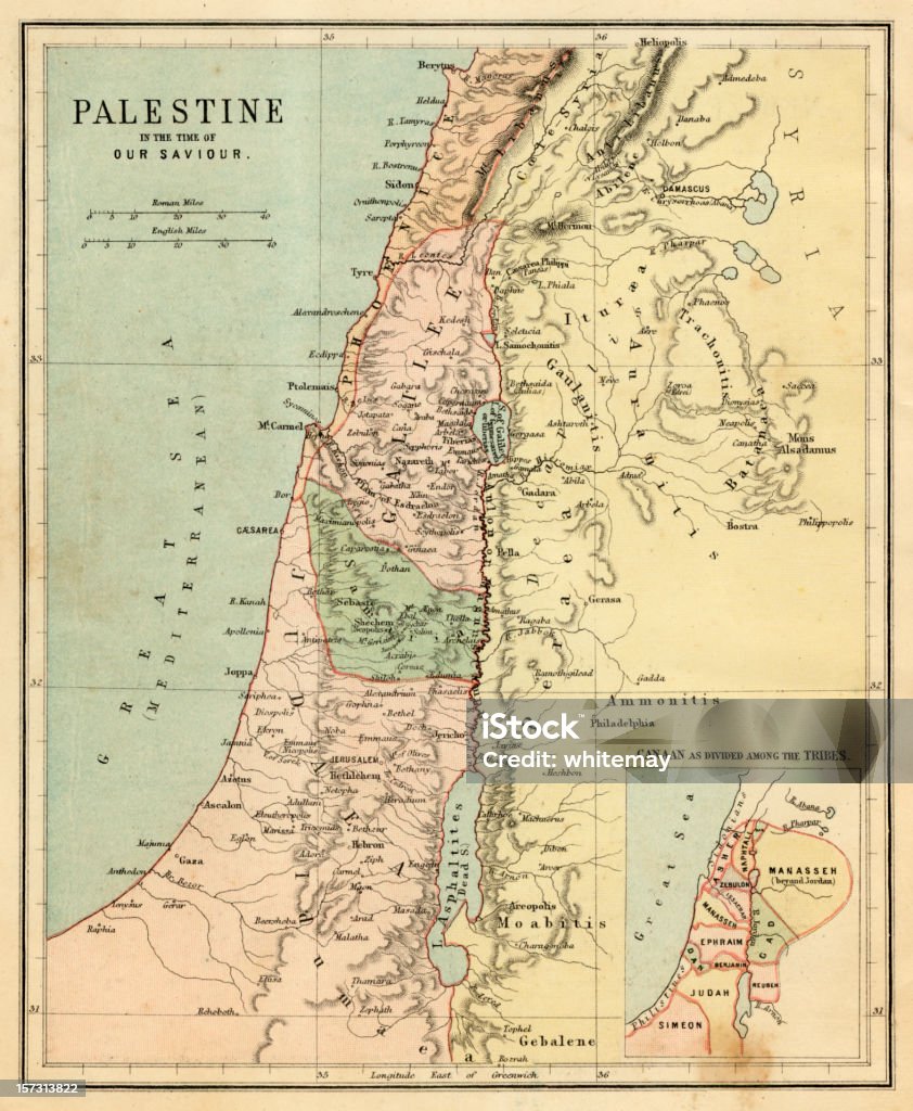 Palestina en el momento de nuestra Saviour - Foto de stock de Mapa libre de derechos