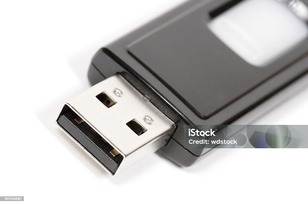 Plano aproximado de unidade Flash USB - Royalty-free Cabo USB Foto de stock