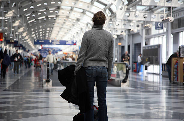 Frustrated Airport Traveler stock photo