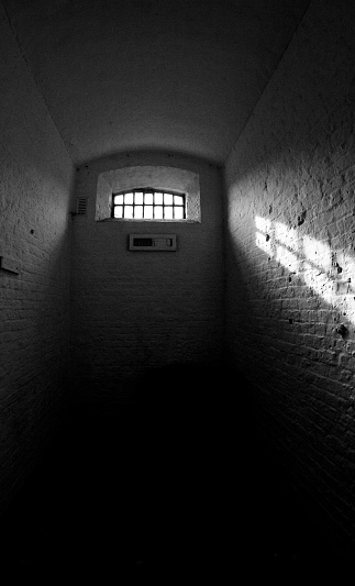A dramatized inside view of a cell inside killmainheim jail. Some noise and B/W rendition add to the despair in the scene.