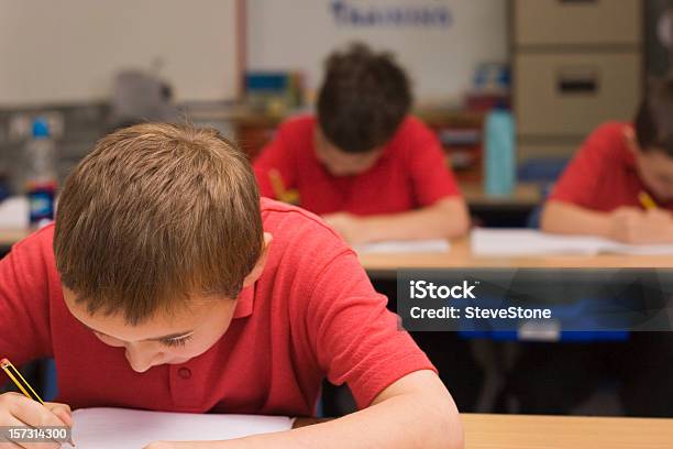 Meninos Na Escola 18 - Fotografias de stock e mais imagens de 8-9 Anos - 8-9 Anos, Aluno da Escola Primária, Aprender