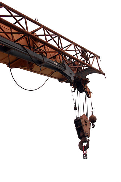 무거운 물건 들기 두루미-공사장 철거 미흡함 - pulley hook crane construction 뉴��스 사진 이미지